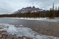 Winter sunset at Castle Mountain, Banff National Park, Travel Alberta, Radium Hot Springs, Canada,Canadian Rockies,Rocky Mountains Royalty Free Stock Photo