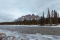 Winter sunset at Castle Mountain, Banff National Park, Travel Alberta, Radium Hot Springs, Canada,Canadian Rockies,Rocky Mountains Royalty Free Stock Photo