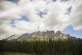 Castle Mountains peak in Banff National Park, Alberta, Canada, in summer. Montain scenic landscape with amazing cloudy sky