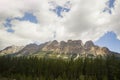 Castle Mountains peak in Banff National Park, Alberta, Canada, in summer. Montain scenic landscape with amazing cloudy sky Royalty Free Stock Photo