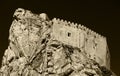 The castle of mussomeli, high contrast sepia Royalty Free Stock Photo