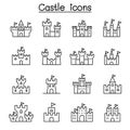 Castle & Palace icon set in thin line style Royalty Free Stock Photo