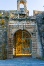 Castle gate of Assos village castle in Kefalonia island in Greece.