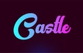 Castle pink word text logo icon design for typography