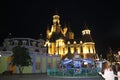 Vinpearland, Nha Trang, Viet Nam - May 21,2018: Castle is illuminated very fantastic in the night at amusement parks Royalty Free Stock Photo