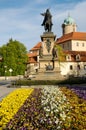 Castle Podebrady with statue, Czech Republic