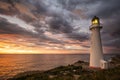 Castle Point Lighthouse, located near the village of Castlepoint in the Wellington Region of New Zealand Royalty Free Stock Photo