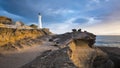 Castle Point Lighthouse, located near the village of Castlepoint in the Wellington Region of New Zealand Royalty Free Stock Photo