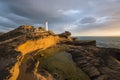 Castle Point Lighthouse, located near the village of Castlepoint in the Wellington Region of New Zealand Royalty Free Stock Photo