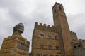 The castle of poppi and the statue of Dante Royalty Free Stock Photo