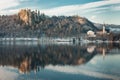 Castle reflection in lake Bled Royalty Free Stock Photo