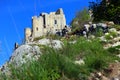 The Castle of Rocca Calascio, mountaintop medieval fortress at 1512 meters above sea level, Abruzzo - Italy