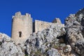 The Castle of Rocca Calascio, mountaintop medieval fortress at 1512 meters above sea level, Abruzzo - Italy