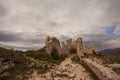 The castle of Rocca Calascio at sunset in the province of L`Aquila in Abruzzo