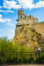 Castle on a rock. Swallow`s Nest. Attractions of Yalta. Alupka. Crimea. Royalty Free Stock Photo