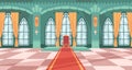 Castle royal ballroom interior with king chair Royalty Free Stock Photo