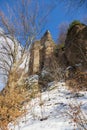 Castle ruin Alt Eberstein in Ebersteinburg - Baden-Baden with snow Royalty Free Stock Photo