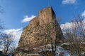 Castle ruin Alt Eberstein in Ebersteinburg - Baden-Baden with snow Royalty Free Stock Photo