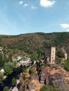 Castle ruin and village Esch-sur-Sure in the Ardennes of Luxembourg Royalty Free Stock Photo