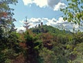 Castle ruin Scharfenberg in palatinate forest, germany