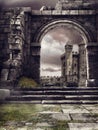 Castle and ruined wall Royalty Free Stock Photo