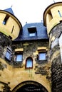 Castle ruins in Christmas Town Valkenburg, Netherlands