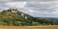 The castle ruins of Falkenstein on a limestone cliff in Weinviertel, Lower Austria Royalty Free Stock Photo