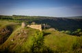 Castle ruins on the hill in Kudryntsi. Podilia region, Ukraine.