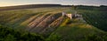 Castle ruins on the hill in Kudryntsi. Podilia region, Ukraine. Royalty Free Stock Photo