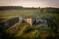 Castle ruins on the hill in Kudryntsi. Podilia region, Ukraine. Royalty Free Stock Photo