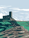Castle Ruins in Moorland and Upland Area of Dartmoor National Park Located in Southern Devon England UK Art Deco WPA Poster Art