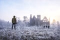 Castle ruins in the morning sun Royalty Free Stock Photo