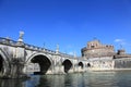 Castle Saint Angelo and old bridge, Rome Royalty Free Stock Photo