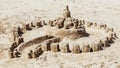 Castle from sand made by children on the beach