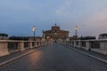 Direct view of aurelius bridge with angels castle with clouds and lighting