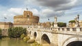 Castle Sant`Angelo castle of Holy Angel and Ponte or bridge Sant`Angelo with statues in Rome, Italy Royalty Free Stock Photo