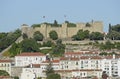 The castle Sao Jorge of Lisbon in Portugal Royalty Free Stock Photo
