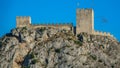 The castle of Sax over rock with pigeons Royalty Free Stock Photo