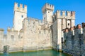 Castle of Scaligers on shore of Lake Garda in resort town of Sirmione, Italy