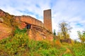 Castle Scharfenberg in Palatinate Forest in autumn Royalty Free Stock Photo