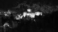 Castle Schattenburg at night in black and white