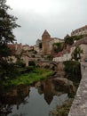 Castle of semur en auxois, tower of the castle hamle, small town of France Royalty Free Stock Photo