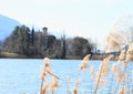 Castle shape building on lake Lago di Toblino