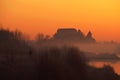 Castle Silhouette In Winter Morning Royalty Free Stock Photo