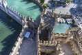 Castle in sirmione top view. View from the top of the castle walls of Scaliger Castle inside Lake Garda. Sirmione, Italy. Nature