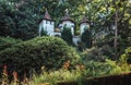 The castle of Sleeping Beauty in the fairytale forest in the the Royalty Free Stock Photo