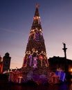 Castle Square at night with christmas tree in the old town, Warsaw, Poland Royalty Free Stock Photo