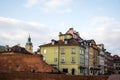 Castle square in Warsaw old town. Colorful houses Royalty Free Stock Photo