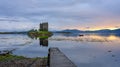 Castle Stalker on Loch Linnhe at sunset. Scotland