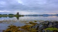 Castle Stalker on Loch Linnhe at sunset. Scotland Royalty Free Stock Photo